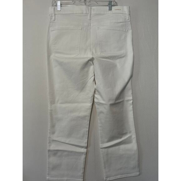 Express Women's White Distressed High Rise Straight Ankle Jeans Size 14 - Picture 7 of 9